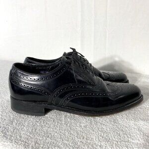 Vintage Florsheim Black Leather Lexington Wingtip Oxford Lace Up Dress Shoes 7D